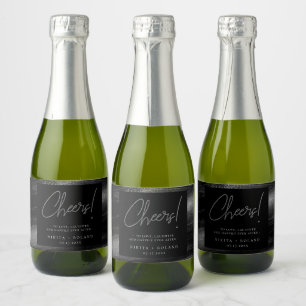 Elegant Modern Silver Cheers Personalized Sparkling Wine Label