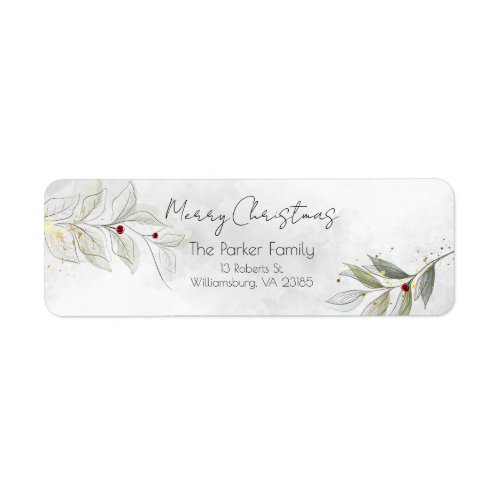 Elegant Modern Silver Christmas Floral  Label