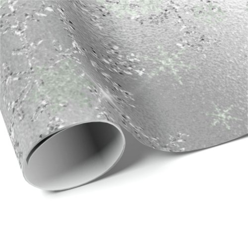 Elegant Modern Silver Christmas Snowflake Pattern Wrapping Paper