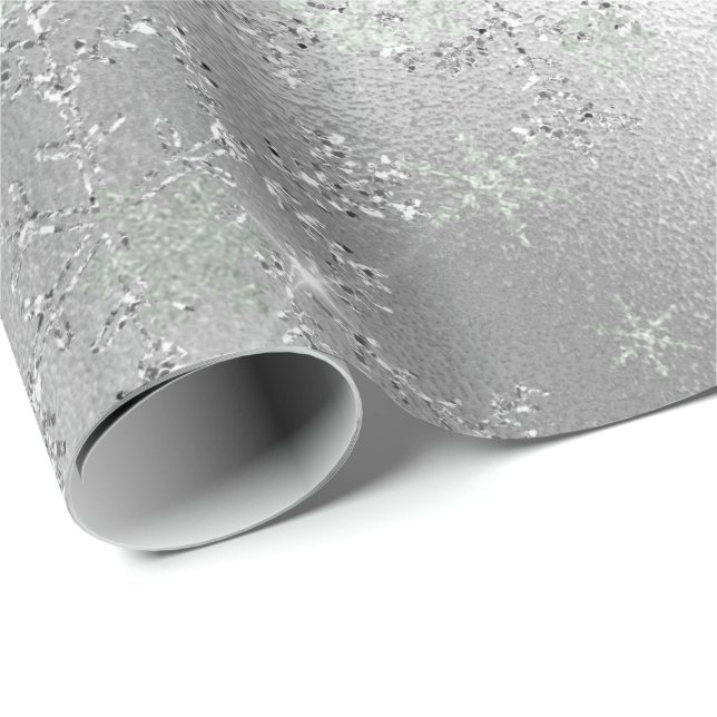 Elegant Modern Silver Christmas Snowflake Pattern Wrapping Paper (Roll Corner)
