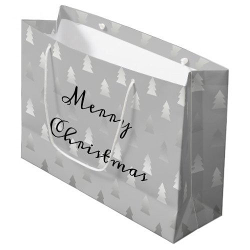 elegant modern silver Christmas tree pattern Large Gift Bag