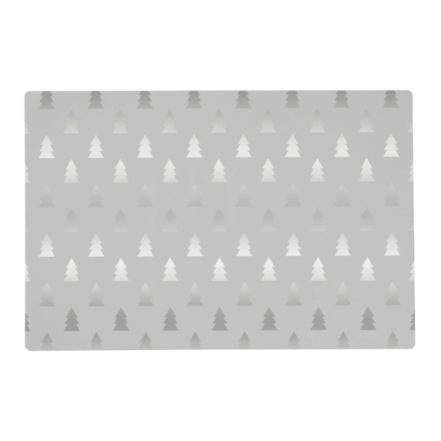 elegant modern silver Christmas tree pattern Placemat (Front)