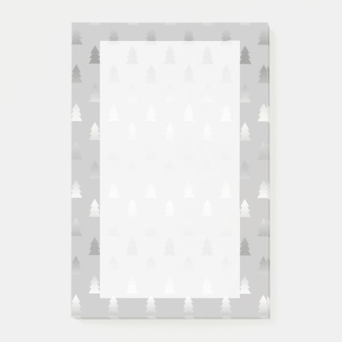 elegant modern silver Christmas tree pattern Post_it Notes