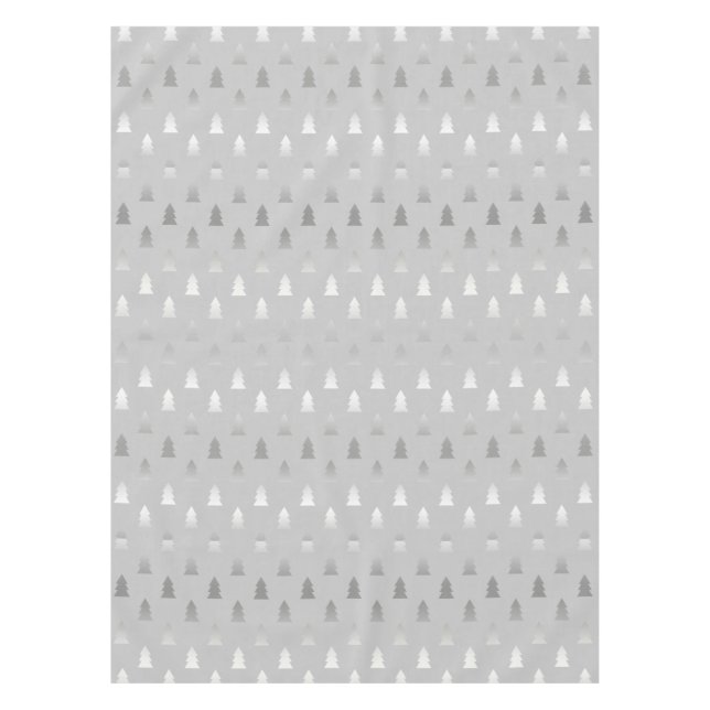 elegant modern silver Christmas tree pattern Tablecloth (Front)