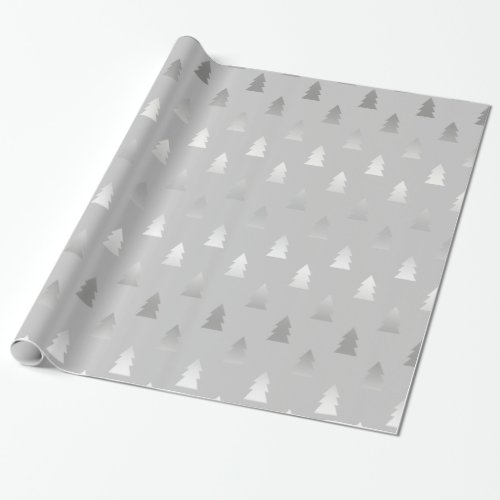 elegant modern silver Christmas tree pattern Wrapping Paper