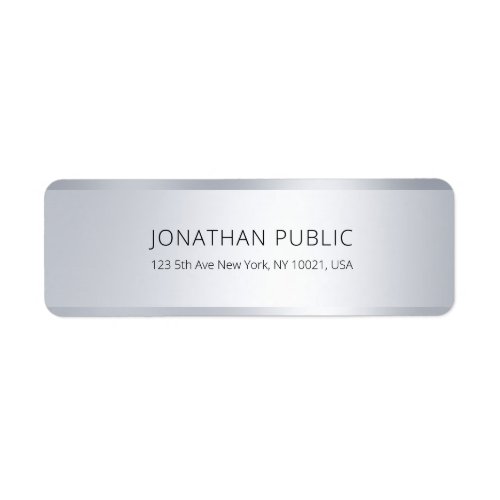 Elegant Modern Silver Custom Simple Return Address Label