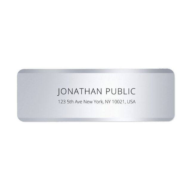 Elegant Modern Silver Custom Simple Return Address Label (Front)