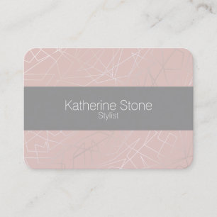 Elegant modern silver geometric triangles pink business card