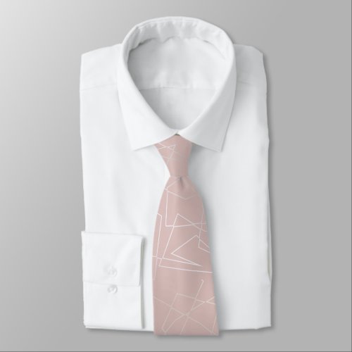 Elegant modern silver geometric triangles pink tie