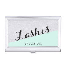 Elegant modern silver glitter mint green lashes