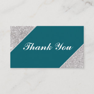 Elegant modern silver glitter on Teal Enclosure Card