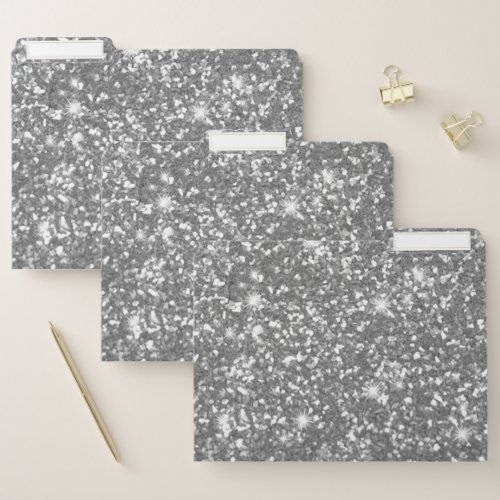 Elegant Modern Silver  Glitter  Pattern File Folder