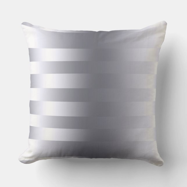 Elegant Modern Silver Gray Stripes Pattern 2a Throw Pillow (Front)