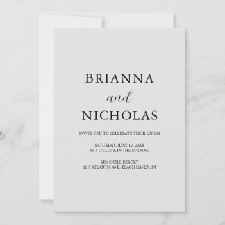 Elegant Modern Silver Gray Wedding All-in-one Invitation