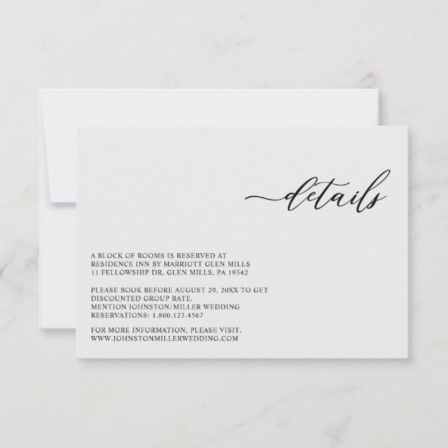 Elegant Modern Silver Gray Wedding Enclosure Card (Front)