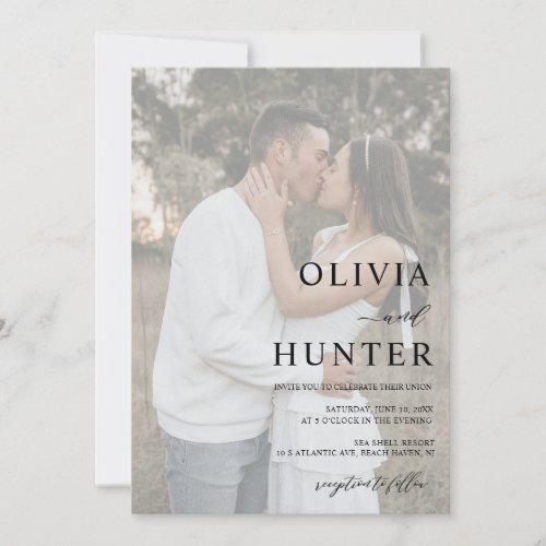Elegant Modern Silver Gray Wedding Photo Invitation