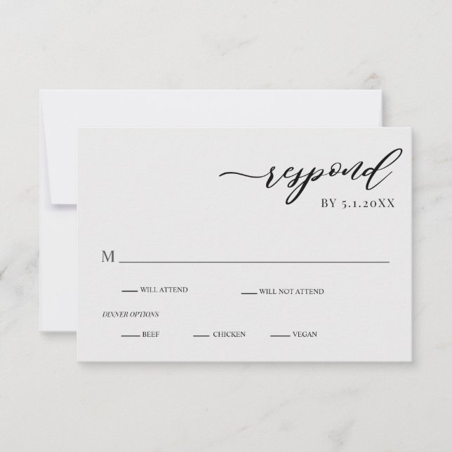 Elegant Modern Silver Gray Wedding RSVP Card (Front)