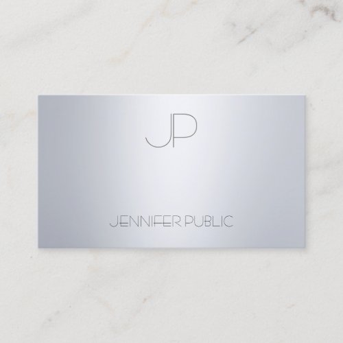 Elegant Modern Silver Look Monogram Chic Template Business Card