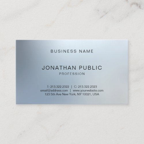 Elegant Modern Silver Look Plain Professional Business Card