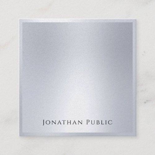 Elegant Modern Silver Look Template Glamour Trendy Square Business Card