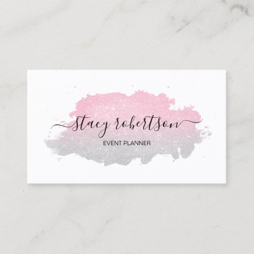 Elegant modern silver  rose gold glitter planner business card