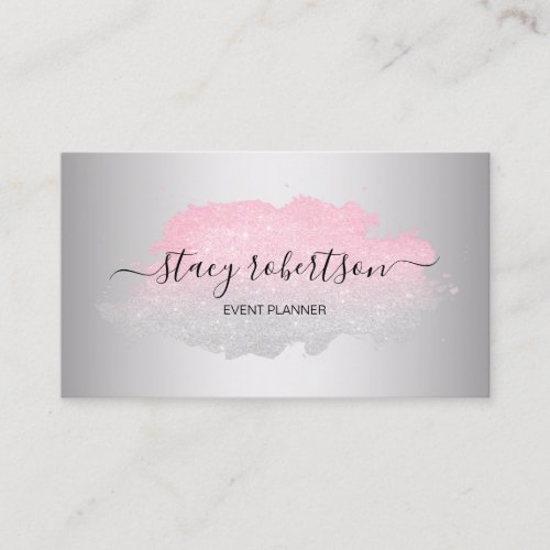 Elegant modern silver  rose gold glitter planner business card