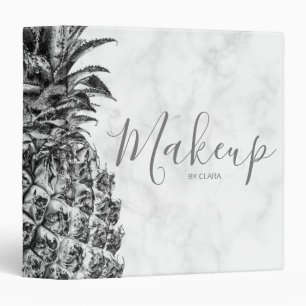 Elegant modern silver white marble pineapple 3 ring binder
