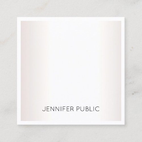 Elegant Modern Simpl Faux Silver Plain Chic Luxury Square Business Card