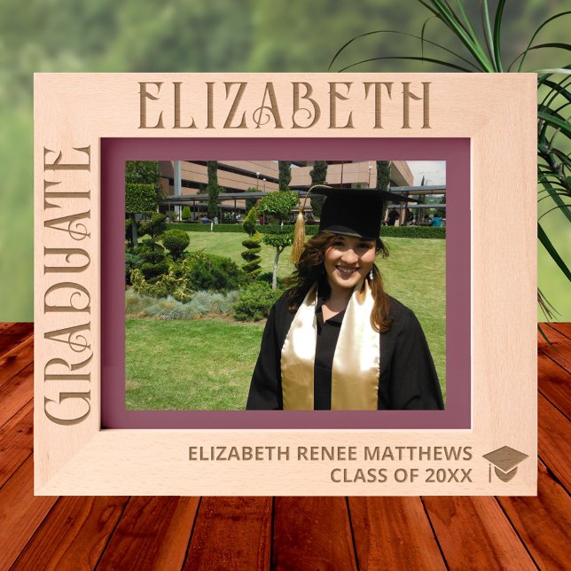 Elegant Modern Simple 10x8L Graduation Picture Engraved Frames (This personalized etched graduation picture frame makes great gifts for the graduate and parents)