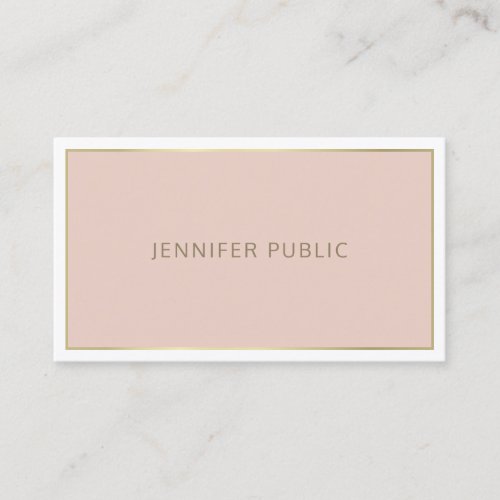 Elegant Modern Simple Artistic Pink Gold Frame Business Card