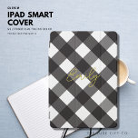 Elegant Modern Simple Black and Gold Plaid Script<br><div class="desc">Protect your iPad in style with this simple and stylish cover.
It features a classic yet modern black gingham background and trendy gold tone hand script font with your name.
Update the easy to use template with your choice of name.  Create your own unique,  perfect gift!</div>