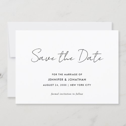 Elegant Modern Simple Black And White Typography Save The Date
