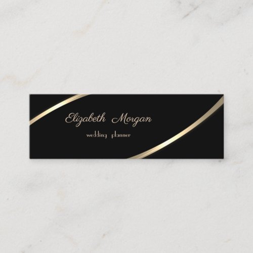 Elegant  Modern Simple Black Gold Stripes Mini Business Card