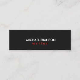 Elegant Modern Simple Black RED Minimalist Mini Business Card