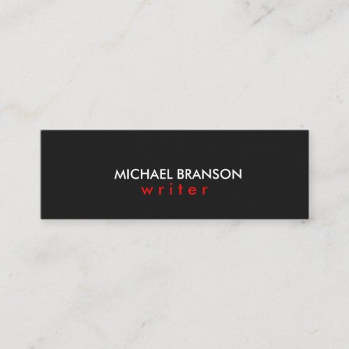 Elegant Modern Simple Black RED Minimalist Mini Business Card