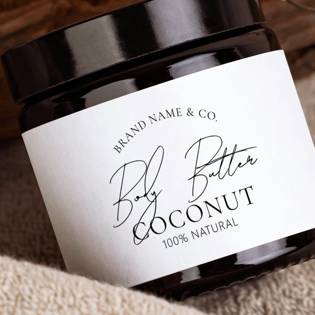 Elegant Modern Simple Body Butter Scrub Jar Label (Minimal cosmetic jar wrap around label, great for body butter, body scrubs, lotions and more)