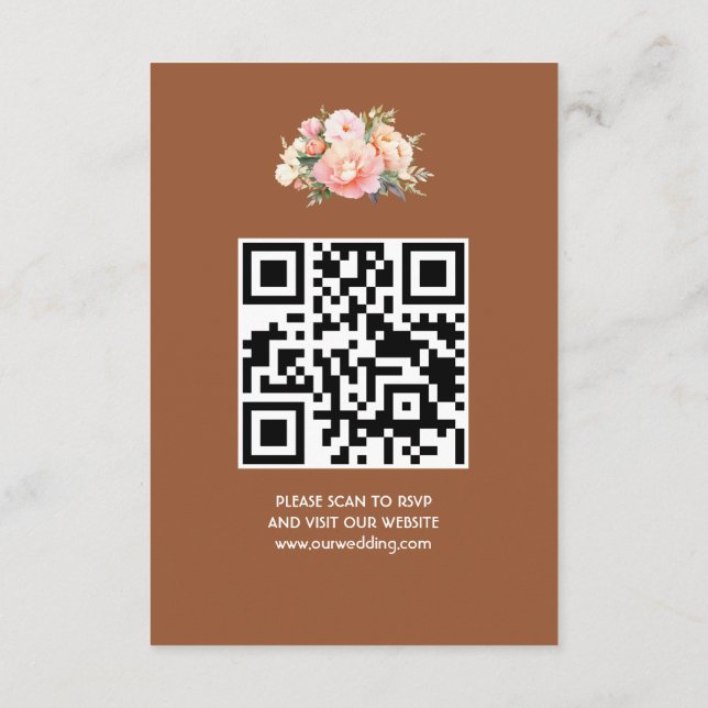 Elegant Modern Simple Boho Wedding QR Code RSVP  Enclosure Card (Back)