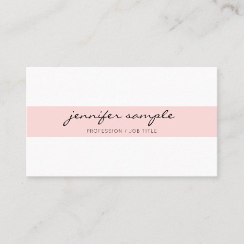 Elegant Modern Simple Cursive Script Pink White Business Card