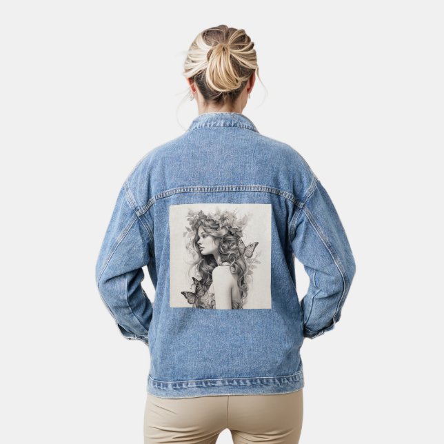 Elegant Modern Simple Custom Add Your Own photo Denim Jacket (Model)
