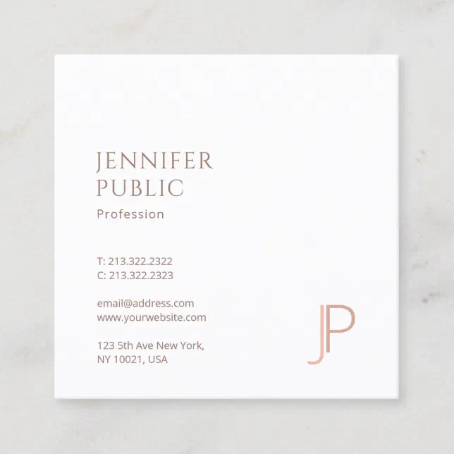 Elegant Modern Simple Design Monogram Luxury Plain Square Business Card ...