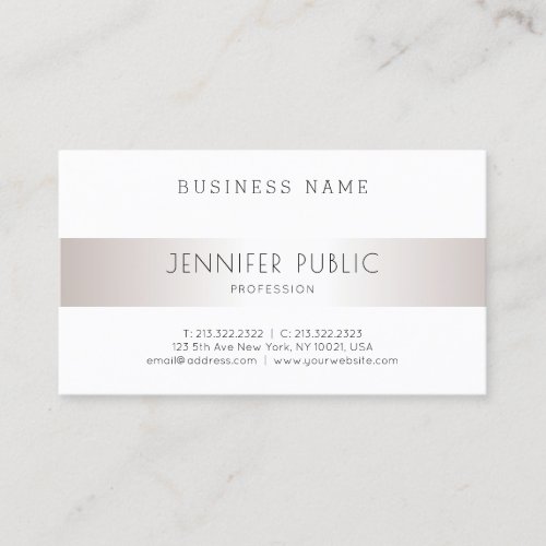 Elegant Modern Simple Design Silver Semi Gloss Business Card