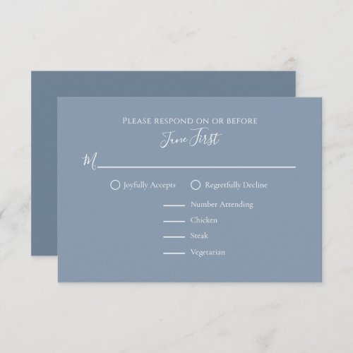 Elegant Modern Simple Dusty Blue Filigree RSVP Card