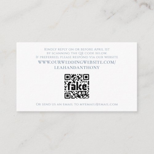 Elegant Modern Simple Dusty Blue QR Code Enclosure Card