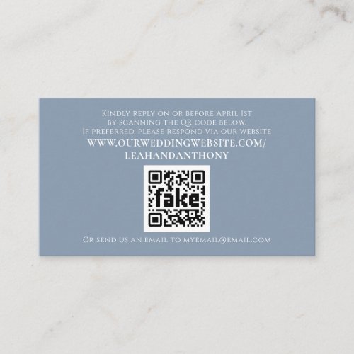 Elegant Modern Simple Dusty Blue QR Code  Enclosure Card