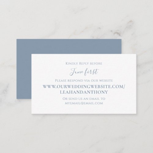 Elegant Modern Simple Dusty Blue Via Website RSVP Enclosure Card