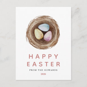 Elegant Modern Simple Easter Eggs Happy Easter Holiday Postcard