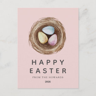 Elegant Modern Simple Easter Eggs Happy Easter Holiday Postcard