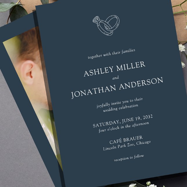 Elegant Modern Simple Elements Wedding Photo Invitation (Creator Uploaded)