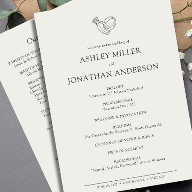 Elegant Modern Simple Elements Wedding Program (Creator Uploaded)