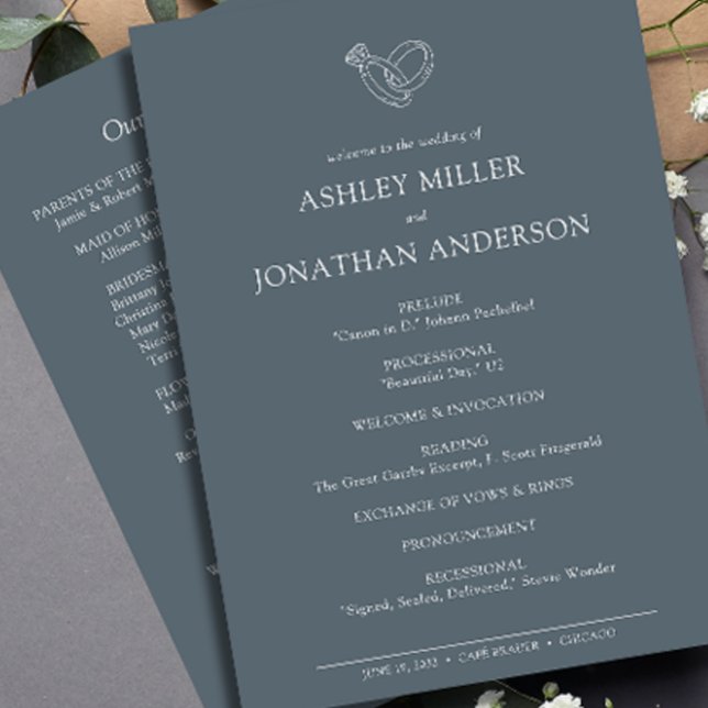 Elegant Modern Simple Elements Wedding Program (Creator Uploaded)